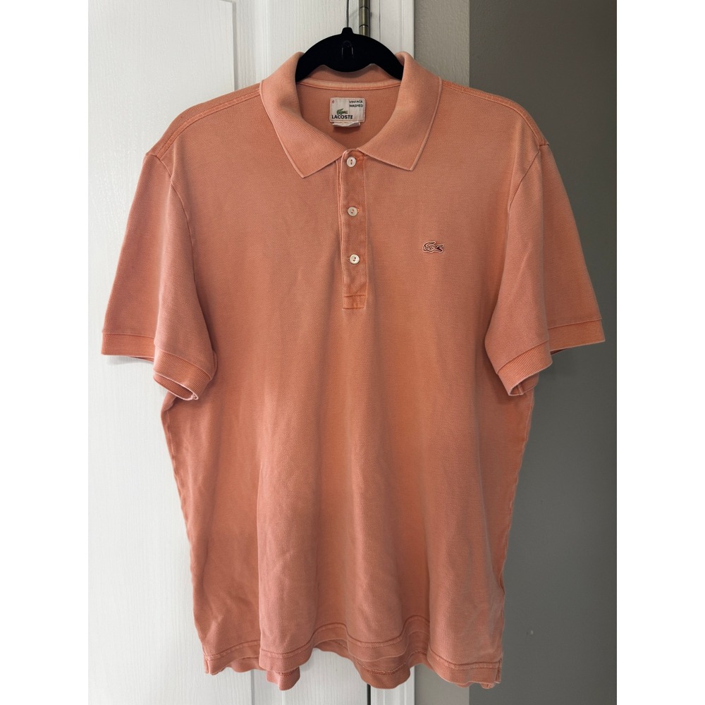 Lacoste Vintage Washed Polo Old Money Coastal Preppy Quiet Luxury Coral Size 6